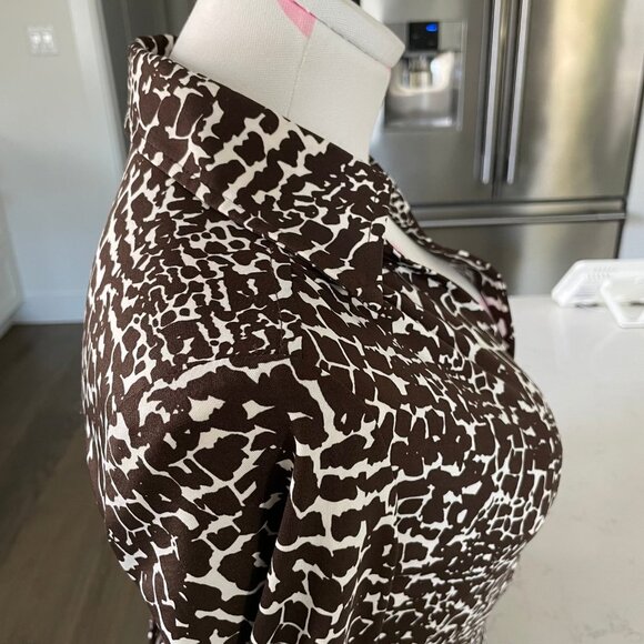 Jacob 3/4 Slv Poly Blend Animal Print Wrap Dress Chocolate Brown + White Sz XS - Picture 11 of 14